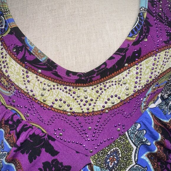 NWT TAHARI Maxi Dress Purple Floral Rhinestone Bodice Size Small NEW - Picture 5 of 8